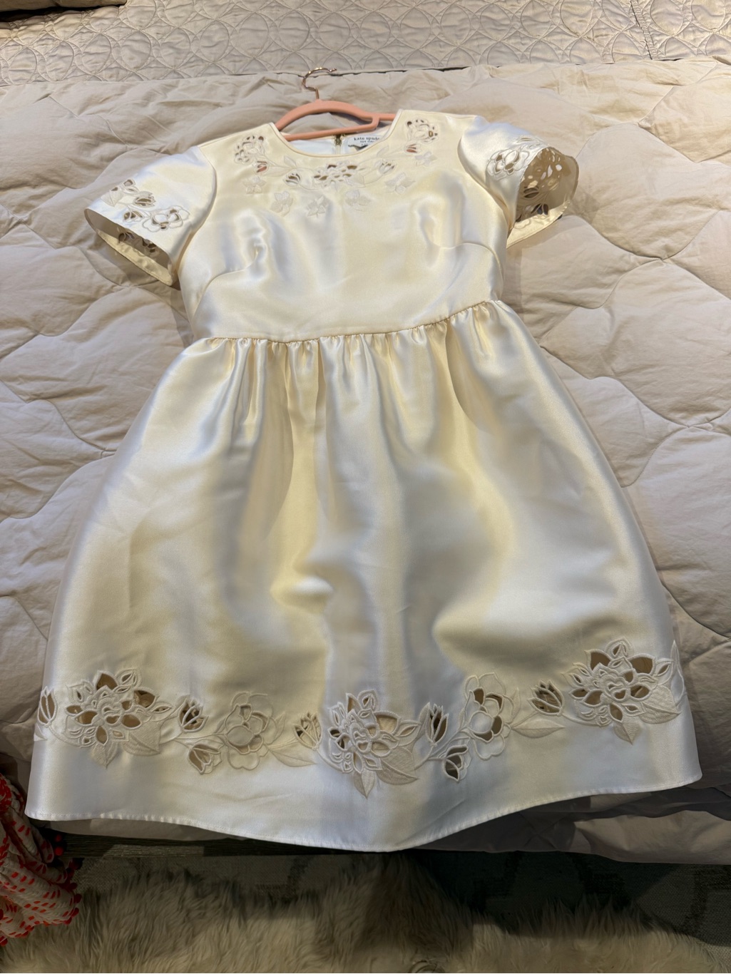 Kate Spade Cream Satin Floral Cutout Party Dress